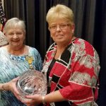 Pat O'Connell presenting Agnes O'Leary with the St. Brigid Humanitarian Award Winner
