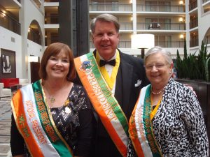 Taking a moment following installation of officers are: Past National President, Maureen Shelton, AOH National President Jim McKay III, and LAOH National President, Patricia O’Connell.